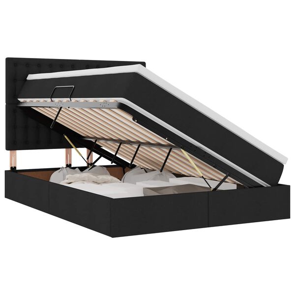 vidaXL Aufbewahrungsbett mit Matratze Schwarz 140 x 200 cm Polyester