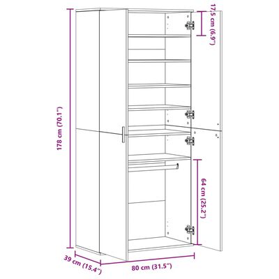 vidaXL Schuhschrank Schwarz 80×39×178 cm Holzwerkstoff