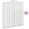vidaXL Gabionen mit Hochbogen 5 Stk. 200x50x220/240cm Verzinktes Eisen