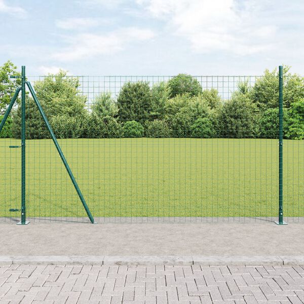 vidaXL Zaun mit Pfosten Gr&uuml;n 1,4 x 10 m Stahl und PVC
