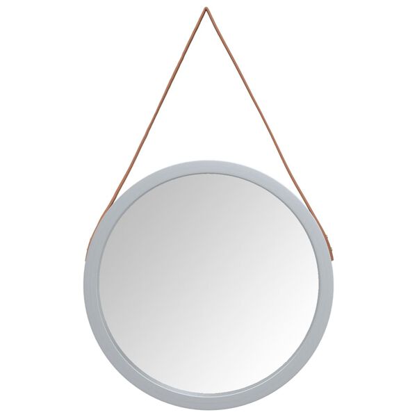 vidaXL Wandspiegel mit Riemen Silbern &Oslash; 55 cm