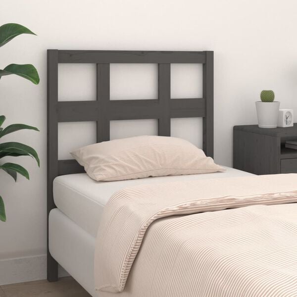 vidaXL Kopfteil Grau 80,5x4x100 cm Massivholz Kiefer