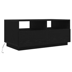 vidaXL Couchtisch mit LED-Leuchten Schwarz Eichen-Optik 90x49x40 cm
