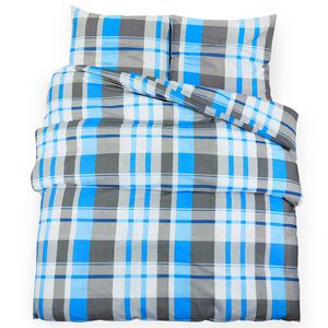 vidaXL Bettw&auml;sche-Set Blau und Grau 135x200 cm Baumwolle