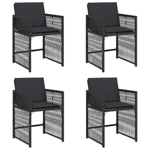 vidaXL Gartenst&uuml;hle mit Kissen 4 Stk. Schwarz Poly Rattan