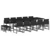 vidaXL 15-tlg. Garten-Essgruppe mit Kissen Schwarz Poly Rattan