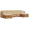 vidaXL Outdoor-Sofagarnitur 6 Stk. Natur und Beige Massivholz Akazie