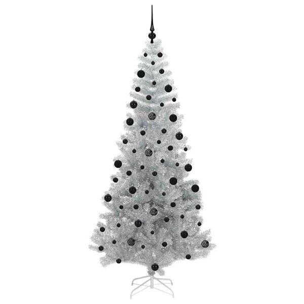 vidaXL Weihnachtsbaum mit 300 LEDs mit St&auml;nder Silber 210 cm PET