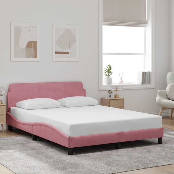 vidaXL Bettgestell mit Kopfteil "Dover" Rosa 120x200 cm Samt