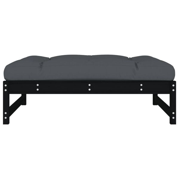 vidaXL Gartenhocker Schwarz 120x80 cm Massivholz Kiefer