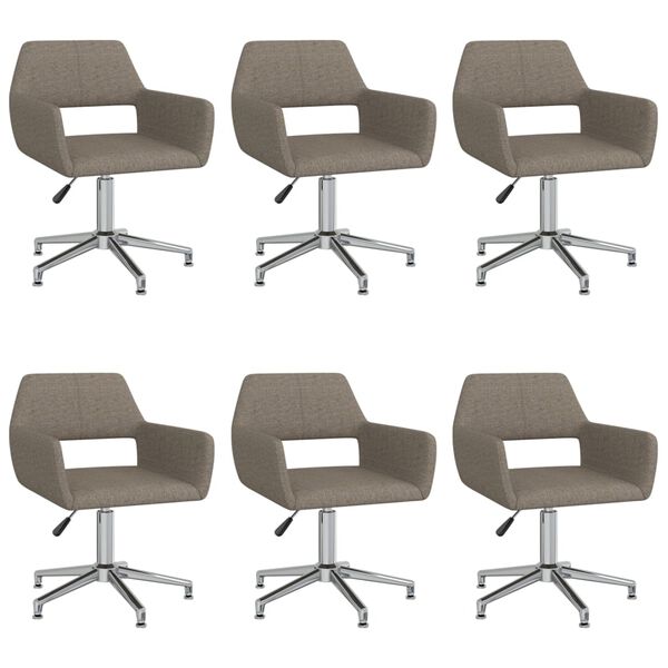 vidaXL Esszimmerst&uuml;hle 6 Stk. Drehbar Taupe Stoff
