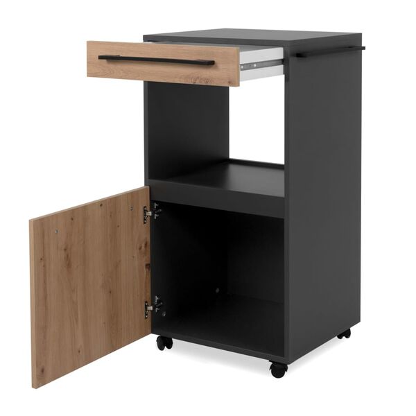 Finori Rollcontainer Palma 35A Anthrazit und Handwerkliche Eiche