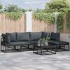 vidaXL Garten-Sofa-Set mit Kissen 6 pcs Schwarz Aluminium