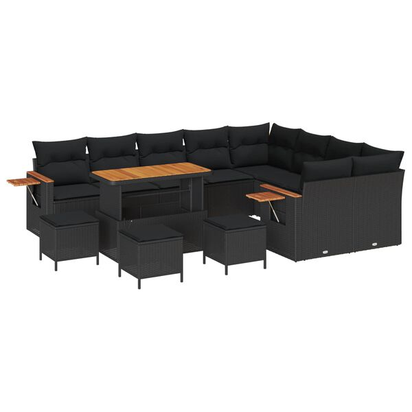 vidaXL Gartensofa-set mit Kissen 13 pcs Schwarz