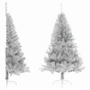 vidaXL K&uuml;nstlicher Halb-Weihnachtsbaum mit St&auml;nder Silber 120 cm PET