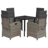 vidaXL 5-tlg. Garten-Essgruppe mit Kissen Grau Poly Rattan