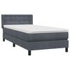 vidaXL Boxspringbett mit Matratze Dunkelgrau 100x220 cm Samt