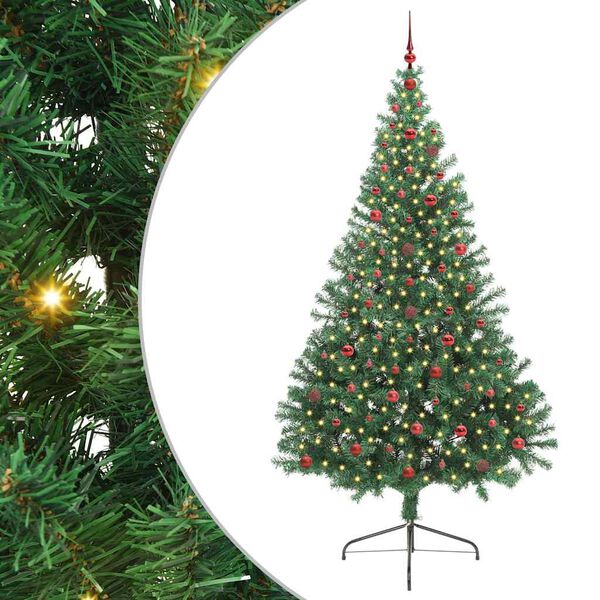 vidaXL K&uuml;nstlicher vorbeleuchteter Weihnachtsbaum Gr&uuml;n 240 cm PVC