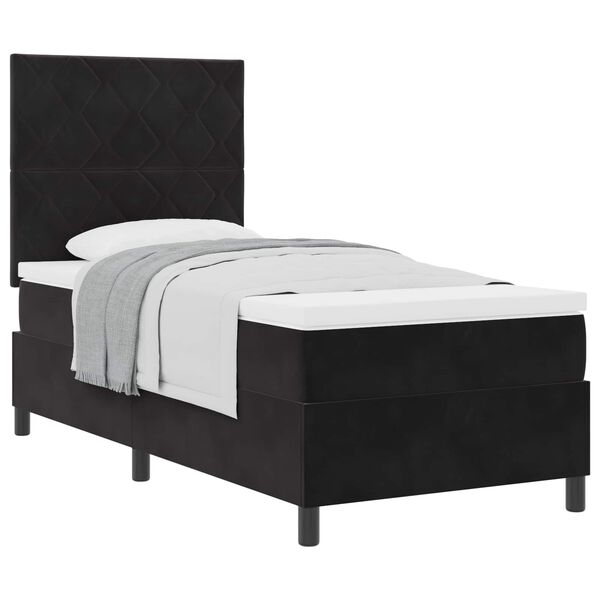 vidaXL Boxspringbett mit Matratze Schwarz 90 x 190 cm Stoff