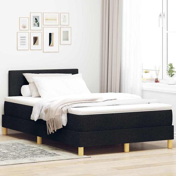 vidaXL Boxspringbett mit Kissen Schwarz 120 x 190 cm Stoff