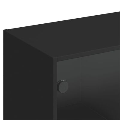 vidaXL Bücherschrank mit Türen Schwarz 136x37x142 cm Holzwerkstoff