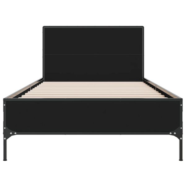 vidaXL Bettgestell Schwarz 90x200 cm Holzwerkstoff und Metall
