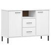 vidaXL Sideboard OSLO mit Metallbeinen Wei&szlig; 113x40x77 cm Massivholz