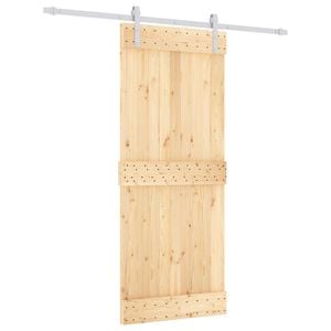 vidaXL Schiebet&uuml;r Nat&uuml;rlich und Wei&szlig; 85 x 210 cm Massivkiefer