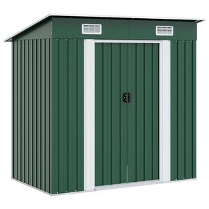 vidaXL Gartenschuppen Gr&uuml;n Metall