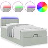 vidaXL Ottoman-Bett mit Matratze & LEDs Hellgrau 100x200 cm Samt