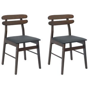 vidaXL Esszimmerstuhl 2 pcs Hellbraun und Schwarz Massives Gummiholz