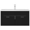 vidaXL Waschbeckenunterschrank mit Einbaubecken Schwarz Holzwerkstoff