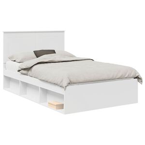 vidaXL Bettrahmen mit Kopfteil Wei&szlig; 135 x 190 cm Massives Kiefernholz