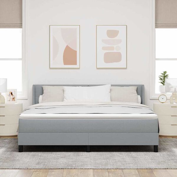 vidaXL Boxspringbett mit Matratze Hellgrau 200 x 180 cm Polyester