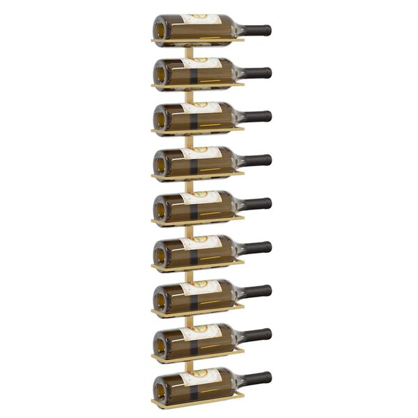 vidaXL Wand-Weinregal f&uuml;r 9 Flaschen Golden Eisen