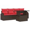 vidaXL Gartensofa-set mit Kissen 5 pcs Braun Poly-Rattan