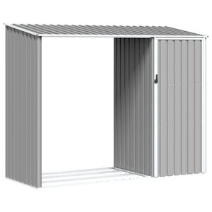 vidaXL Garten Brennholzlager Grau 245x98x159 cm Verzinkter Stahl