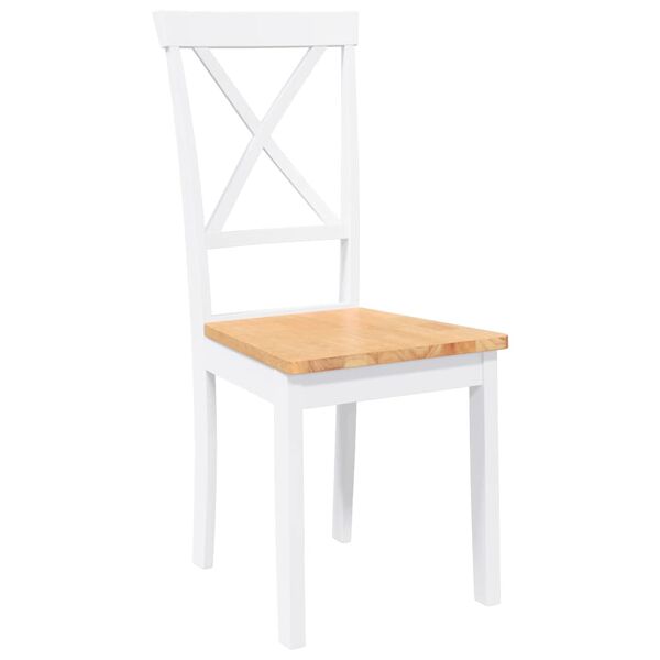 vidaXL Esszimmerst&uuml;hle 2 Stk. Wei&szlig; Massivholz Gummibaum