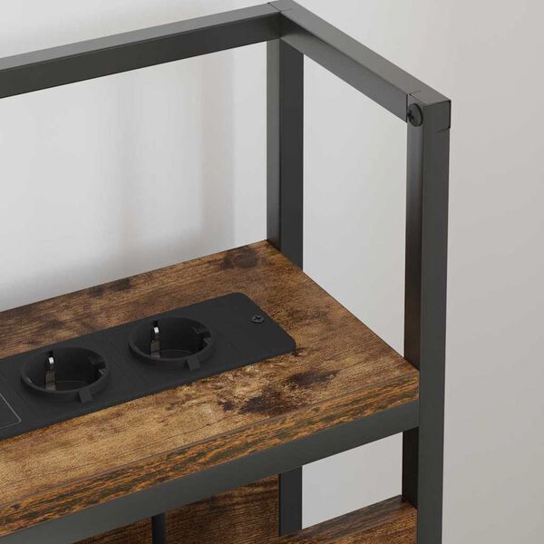 vidaXL Stauraum-Kopfteil mit Regal R&auml;uchereiche 140 cm Holzwerkstoff