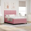 vidaXL LED Boxspringbett mit Matratze Rosa 140 x 200 cm Stoff