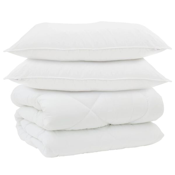 vidaXL Winterbettdecke mit Kissen 3 pcs Wei&szlig; Mikrofaser