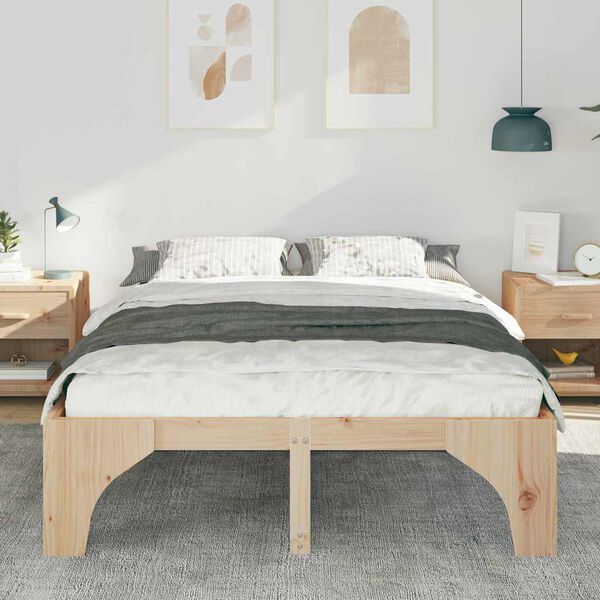 vidaXL Bettrahmen Braun 150 x 200 cm Massives Kiefernholz