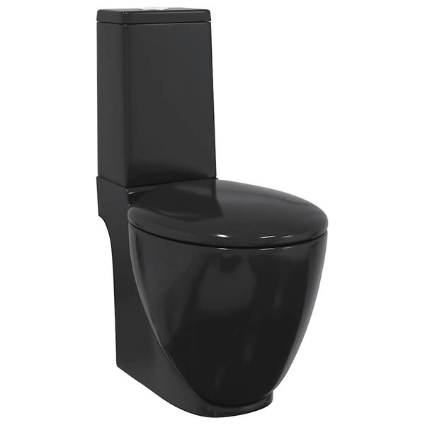 vidaXL Toilette Rund Keramik Schwarz