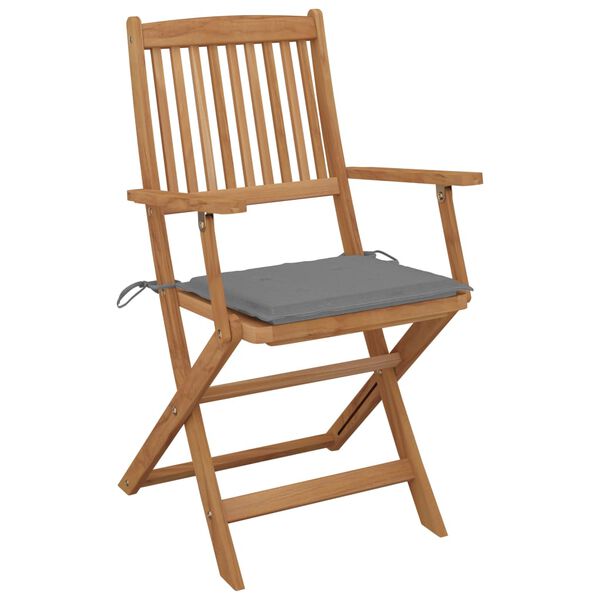 vidaXL Klappbare Gartenst&uuml;hle 4 Stk. mit Kissen Massivholz Akazie