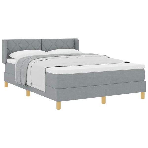 vidaXL Boxspringbett mit Matratze Hellgrau 160 x 200 cm Stoff