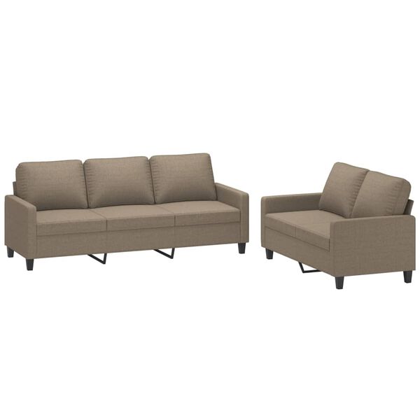 vidaXL 2-tlg. Sofagarnitur mit Kissen Taupe Stoff