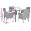 vidaXL 5-tlg. Garten-Essgruppe mit Kissen Grau Poly Rattan Akazie