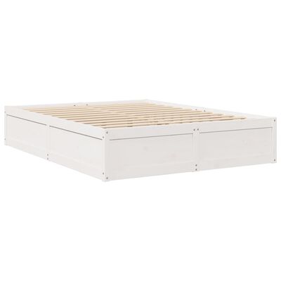 vidaXL Bett mit Matratze Weiß 140x200 cm Massivholz Kiefer
