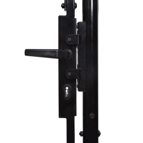 vidaXL Gartentor mit Gew&ouml;lbter Spitze Stahl 2 x 5 m Schwarz