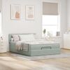 vidaXL Ottoman-Bett mit Matratze & LEDs Hellgrau 140x190 cm Samt